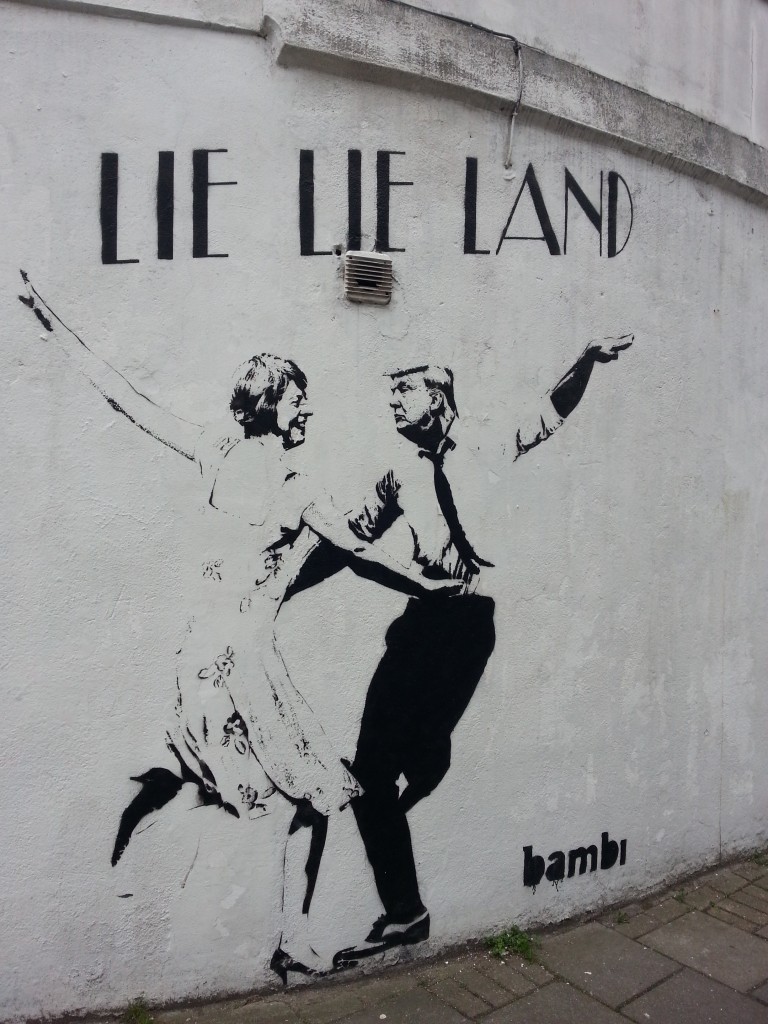 A political comment in London using La La Land